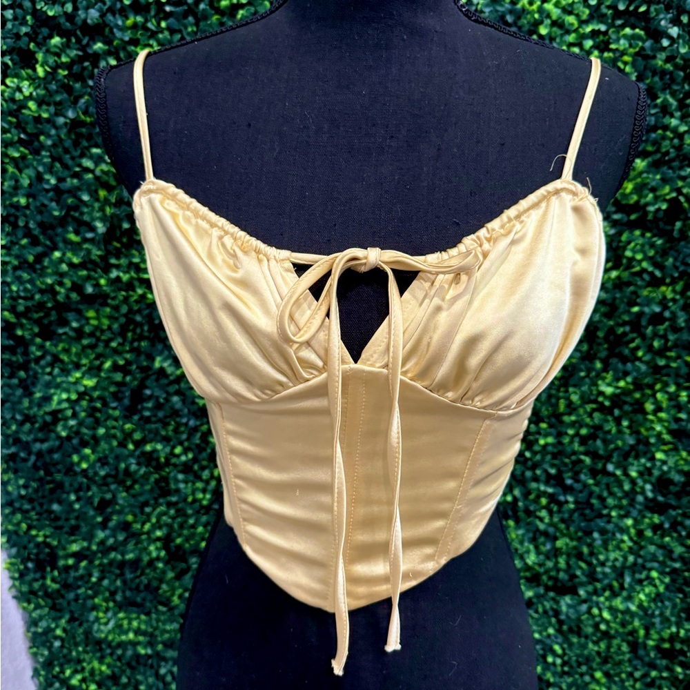 yellow corset crop top